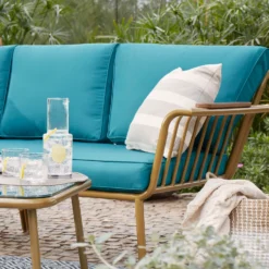Omari Metal Garden Corner Sofa Set - Teal & Gold 14 Omari Metal Garden Corner Sofa Set - Teal & Gold -Garantia Store 14005699 1825022704410191