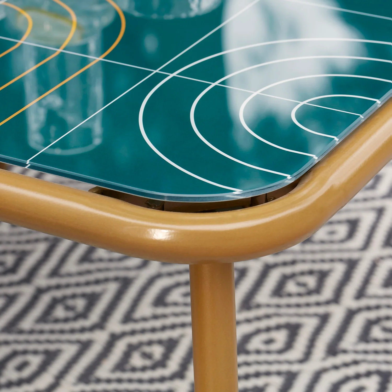 Omari Metal Garden Corner Sofa Set - Teal & Gold 4 Omari Metal Garden Corner Sofa Set - Teal & Gold - Image 4