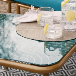 Omari Metal Garden Corner Sofa Set - Teal & Gold 13 Omari Metal Garden Corner Sofa Set - Teal & Gold -Garantia Store 14005699 4965022704578830