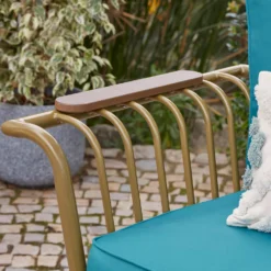 Omari Metal Garden Corner Sofa Set - Teal & Gold 11 Omari Metal Garden Corner Sofa Set - Teal & Gold -Garantia Store 14005699 6155022704468337