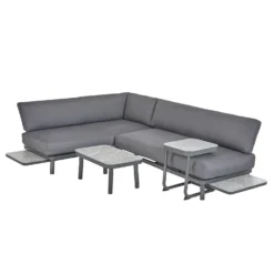 Heba Grey Metal Garden Corner Sofa Set -Garantia Store 14005702 1465022704651529