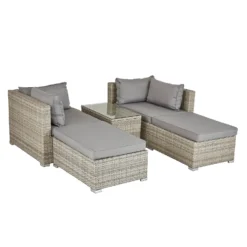Cairo Grey Rattan Effect Garden Sofa Set -Garantia Store 14005786 1105022103051854