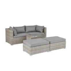 Cairo Grey Rattan Effect Garden Sofa Set -Garantia Store 14005786 2075022102996918