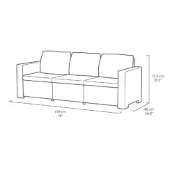 Keter California 5 Seater Outdoor Garden Furniture Sofa And Lounge Set - Graphite With Grey Cushions -Garantia Store 14539594 1725041802489655