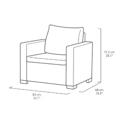 Keter California 5 Seater Outdoor Garden Furniture Sofa And Lounge Set - Graphite With Grey Cushions -Garantia Store 14539594 1885041802509983